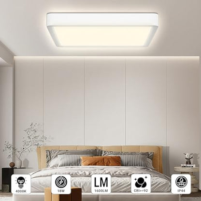 LED-Deckenleuchte quadratisch, flach, weißer Rahmen, gleichmäßiges Licht