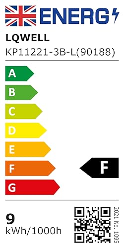 Energieeffizienzlabel mit Energieklasse F und Verbrauch 9 kWh/1000h