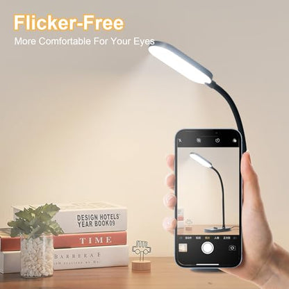 LED-Tischleuchte, schwarz, mit Smartphone-Halterung, eingeschaltetes Licht