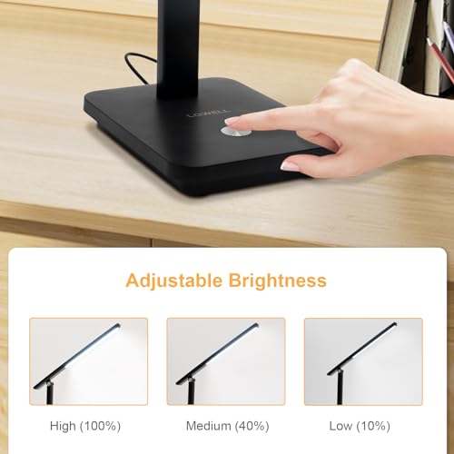Schreibtischlampe mit schwarzer Fußplatte, Helligkeitsstufen per Hand