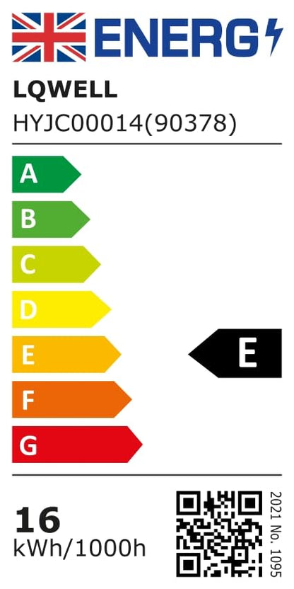 Energieeffizienzlabel LQWELL, Klasse E, 16 kWh/1000h, EU-Label