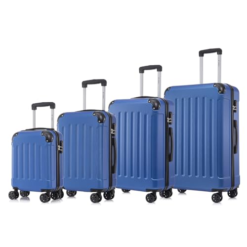 Koffer-Set aus ABS-Hartschale in Blau, Trolleygriff, 4 Rollen (360°)