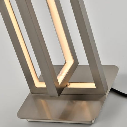 Tischlampe unten: Metallbasis mit LED-Lichtstreifen im V-Form-Rahmen, mattes Sandnickel