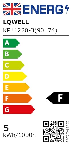 Energieeffizienzlabel LQWELL für Pendelleuchte, Klasse F, 5 kWh/1000h (UK)