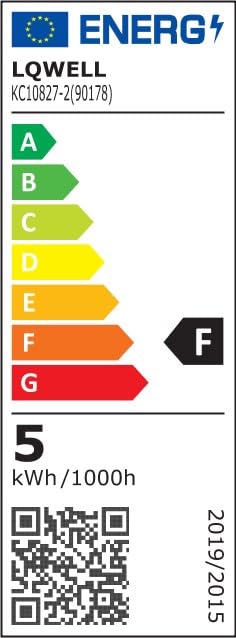 Energieeffizienzlabel der Deckenlampe, Skala A bis G, 5 kWh/1000h, QR-Code