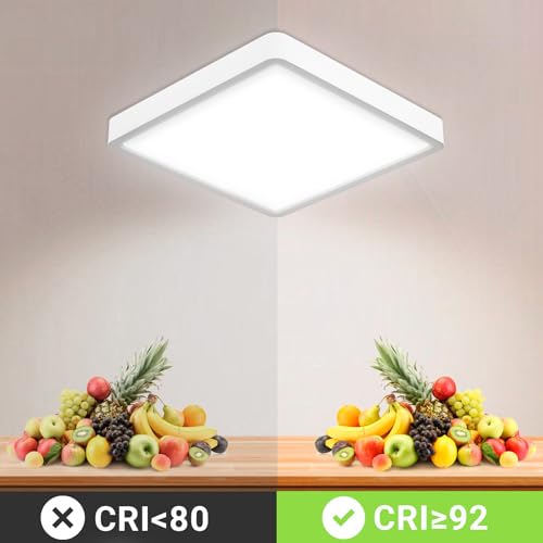 Quadratische LED-Deckenleuchte mit CRI-Anzeige, flache weiße Leuchtfläche, Beispielbeleuchtung