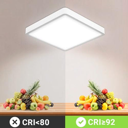 Quadratische LED-Deckenleuchte mit CRI-Anzeige, flache weiße Leuchtfläche, Beispielbeleuchtung