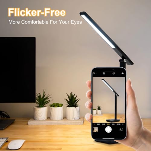 Schreibtischlampe mit schwarzem LED-Balken, App-Steuerung auf Smartphone