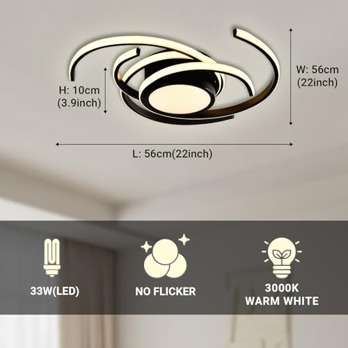 LQWELL LED-Deckenleuchte mit kreisförmigem Rahmen; Maße und Lichtangaben im Bild