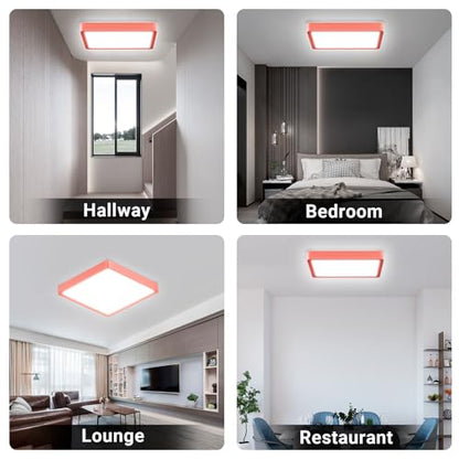 LQWELL® LED-Deckenleuchte mit rotem Rahmen für Flur, Schlafzimmer, Lounge und Restaurant