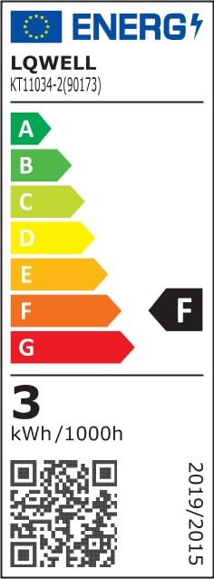 Energieeffizienzlabel LQWELL mit QR-Code, Klasse F, 3 kWh/1000h