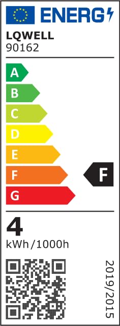 Energieeffizienzlabel LQWELL 90162 für LED-Klemmlampe, Klasse A bis G, QR-Code