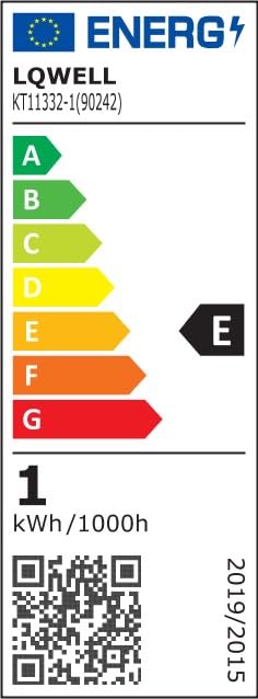 EU-Energieeffizienzlabel für LQWELL LED-Lampe, Klasse E, 1 kWh/1000h
