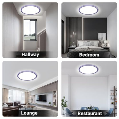 Runde LED-Deckenleuchte mit lila Rand, Deckenmontage in Flur, Schlafzimmer und Lounge