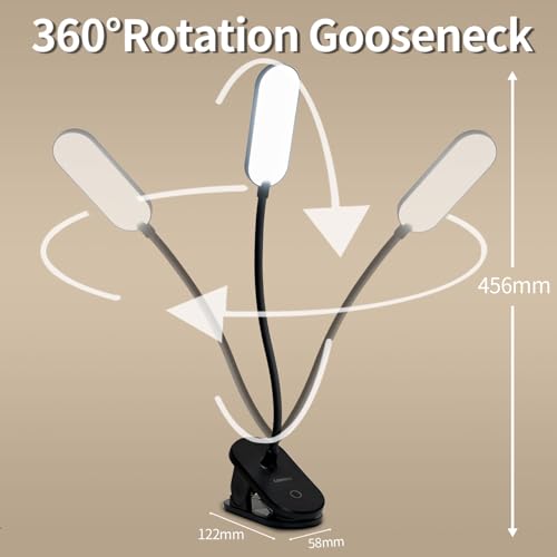 Klemmleuchte mit 360°-flexiblem Leuchtenhals und schwarzer Klemme für seitliche Montage
