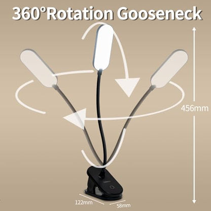 Klemmleuchte mit 360°-flexiblem Leuchtenhals und schwarzer Klemme für seitliche Montage