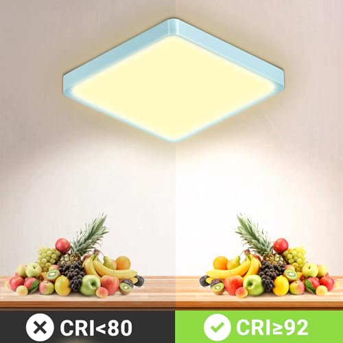 LED-Deckenleuchte quadratisch, flach, warmweißes Licht