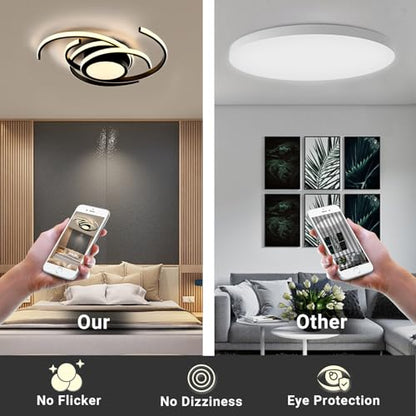 LQWELL LED-Deckenleuchte mit kreisförmigem Design, schwarzem Rahmen und warmweißem Licht