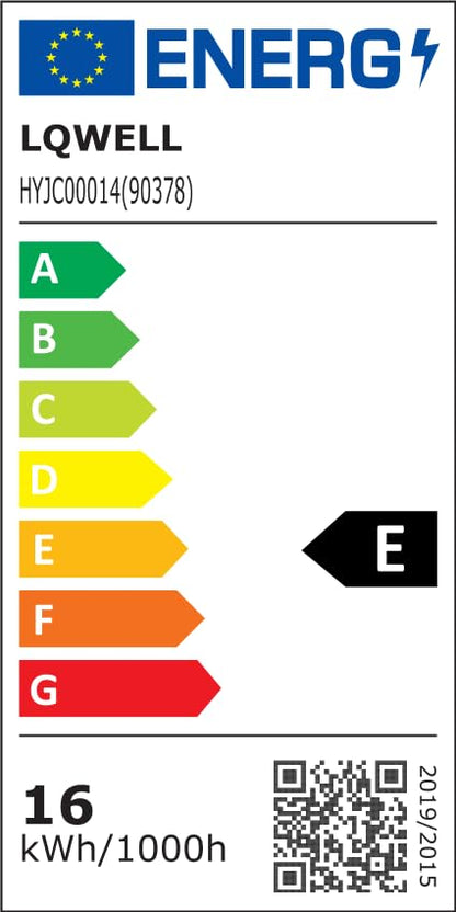 Energieeffizienzlabel LQWELL, Klasse E, 16 kWh/1000h