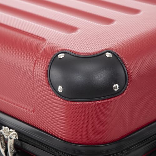 Rote ABS-Hartschale mit schwarzer Schlossabdeckung und Metall-Nieten