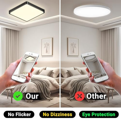 Quadratische LED-Deckenleuchte mit schwarzer Einfassung, flache Deckenmontage