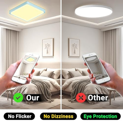 LED-Deckenleuchte quadratisch, flach, warmweißes Licht, kein Flimmern