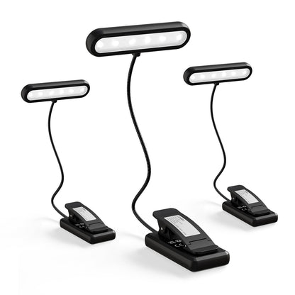LQWELL® Leselampe 3er-Set, flexible Buchleuchte in Schwarz, USB-wiederaufladbar