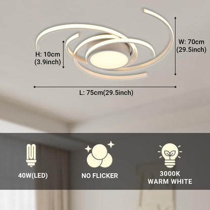 LED-Deckenleuchte mit Maßangaben H 10 cm, L 75 cm, W 70 cm; warmweiß