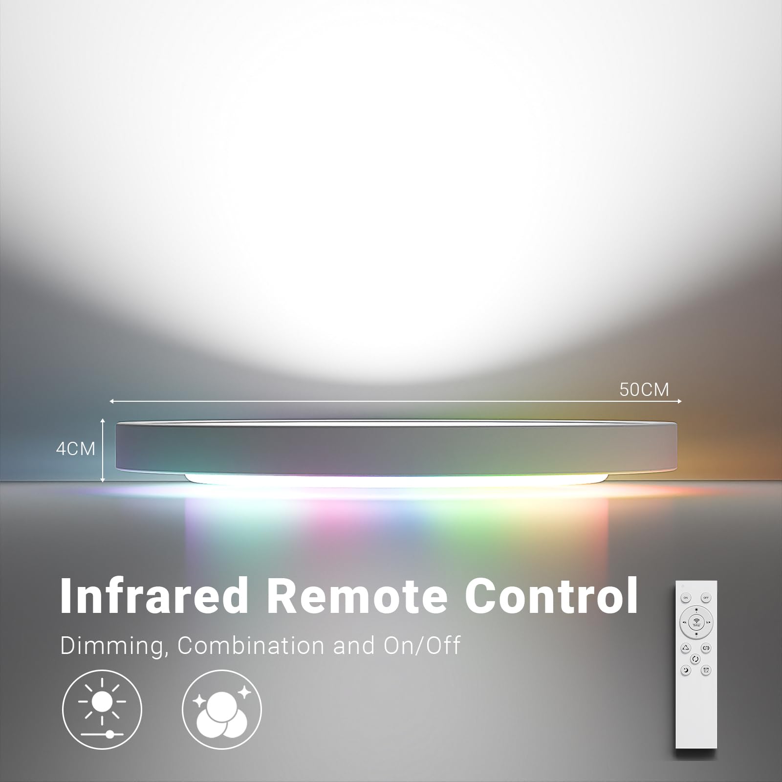 Infrarot-Fernbedienung für LED-Deckenleuchte mit Ein/Aus- und Dimmbedienung