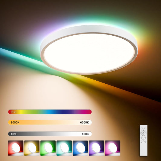 LQWELL® LED-Deckenleuchte, runde flache Deckenlampe mit weißer Lichtfläche