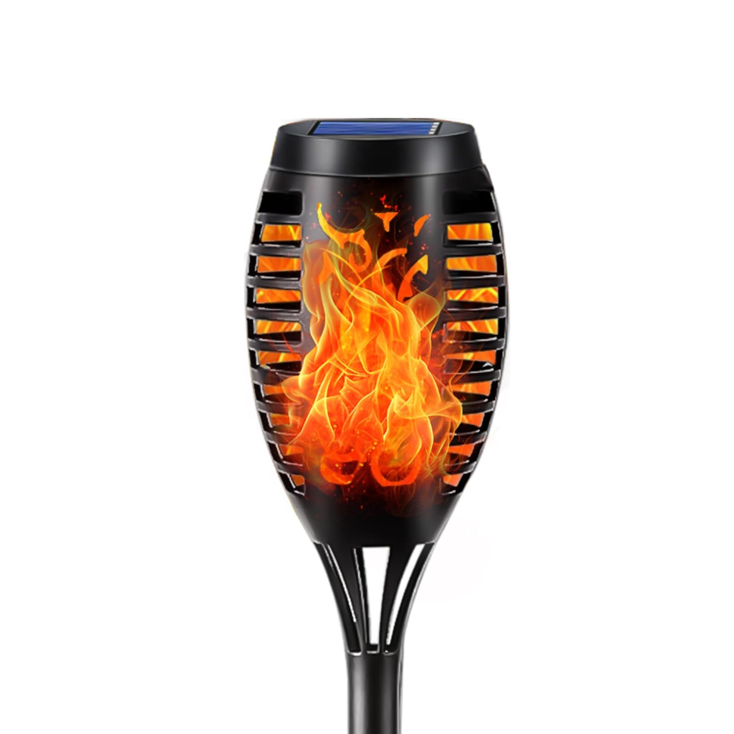 Solar-Fackellicht mit Flammeneffekt, schwarze LED-Solarlampe, 1 Stück