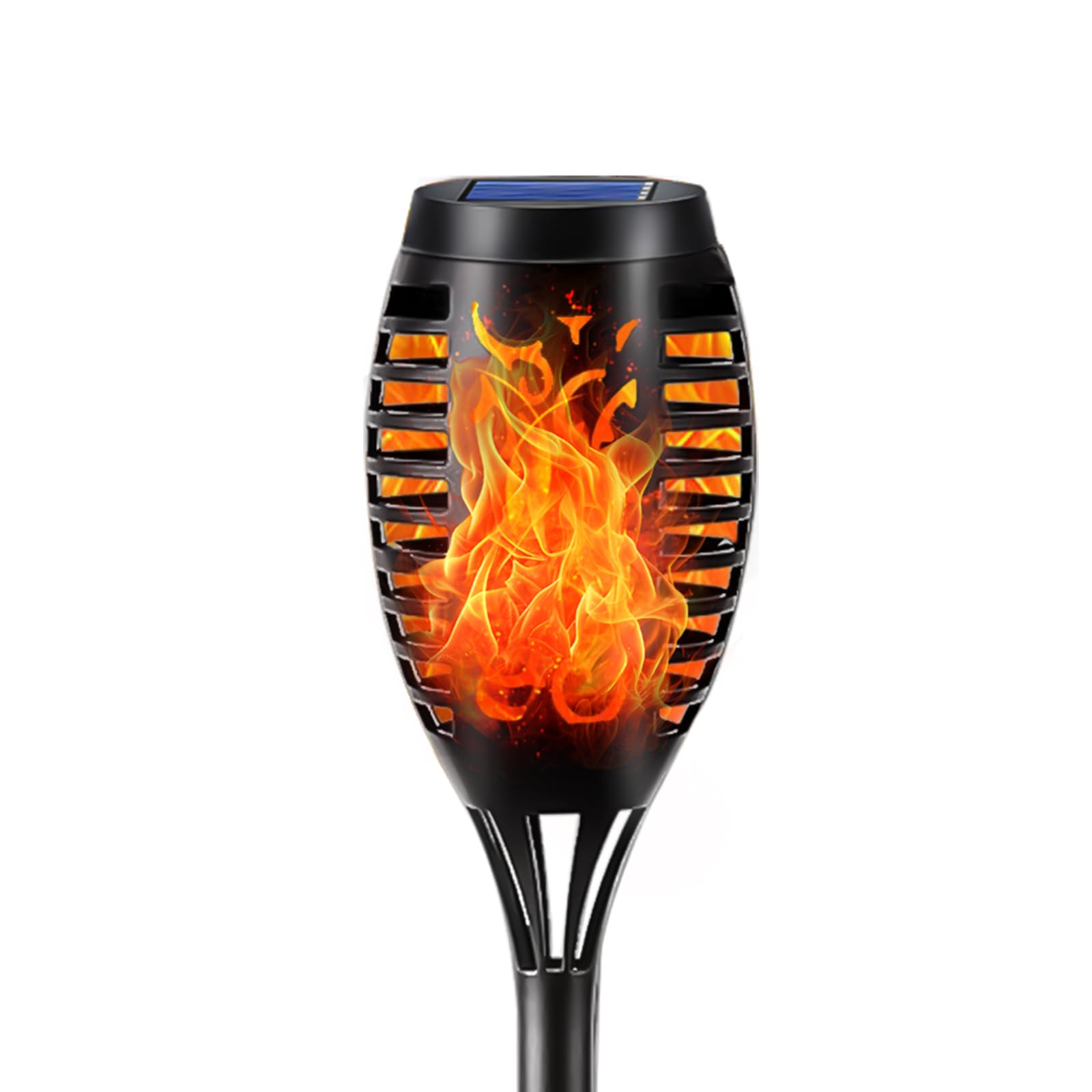 Solar-Fackellicht mit Flammeneffekt, schwarze LED-Solarlampe, 1 Stück