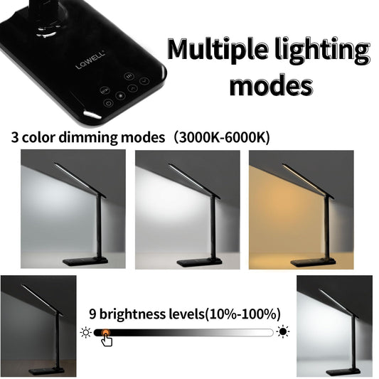 LED-Schreibtischlampe mit Touch-Bedienfeld und verstellbarem Leuchtstab, mehrere Modi