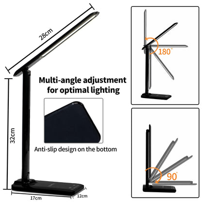 LED-Tischlampe mit Multiwinkel-Verstellung, rutschfester Standfläche, Maßangaben