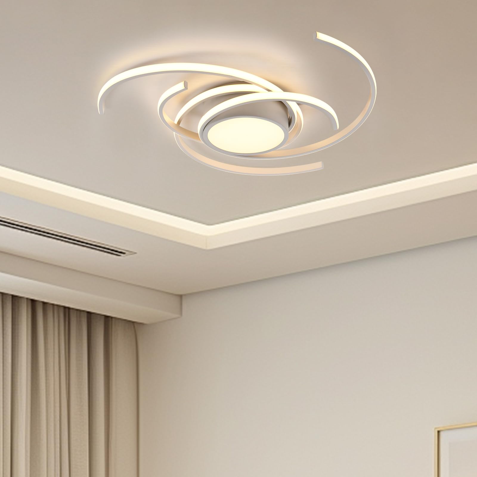 LED-Deckenleuchte mit ringförmigen Rahmen, warmweißem Licht, weißem Aluminium