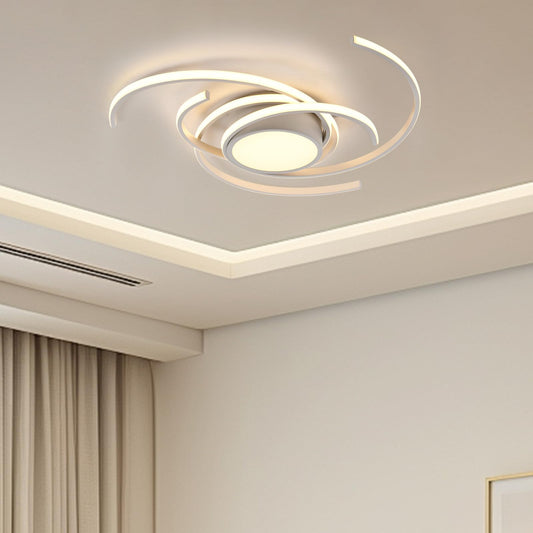 LED-Deckenleuchte mit ringförmigen Rahmen, warmweißem Licht, weißem Aluminium