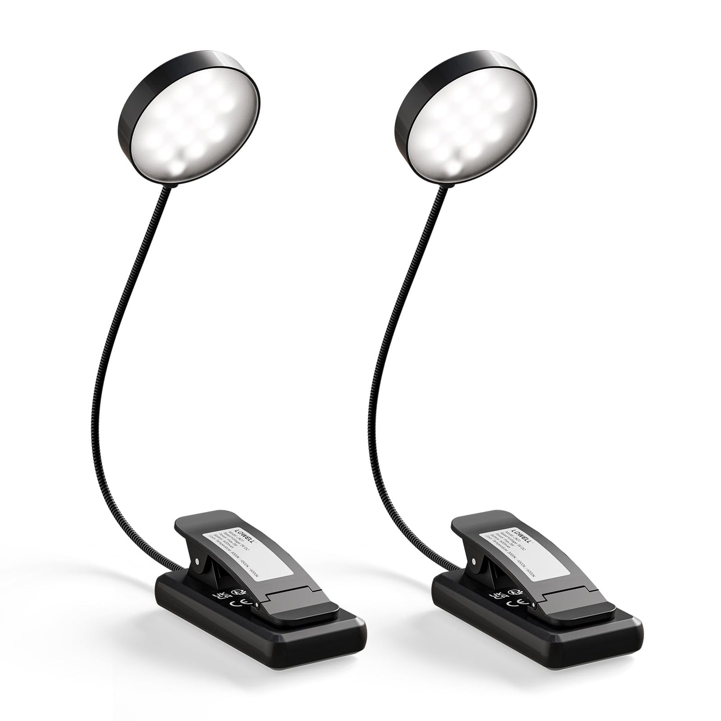 USB-Leselampe im Set: 2 schwarze Clip-Lampen mit flexiblem Halsschlauch
