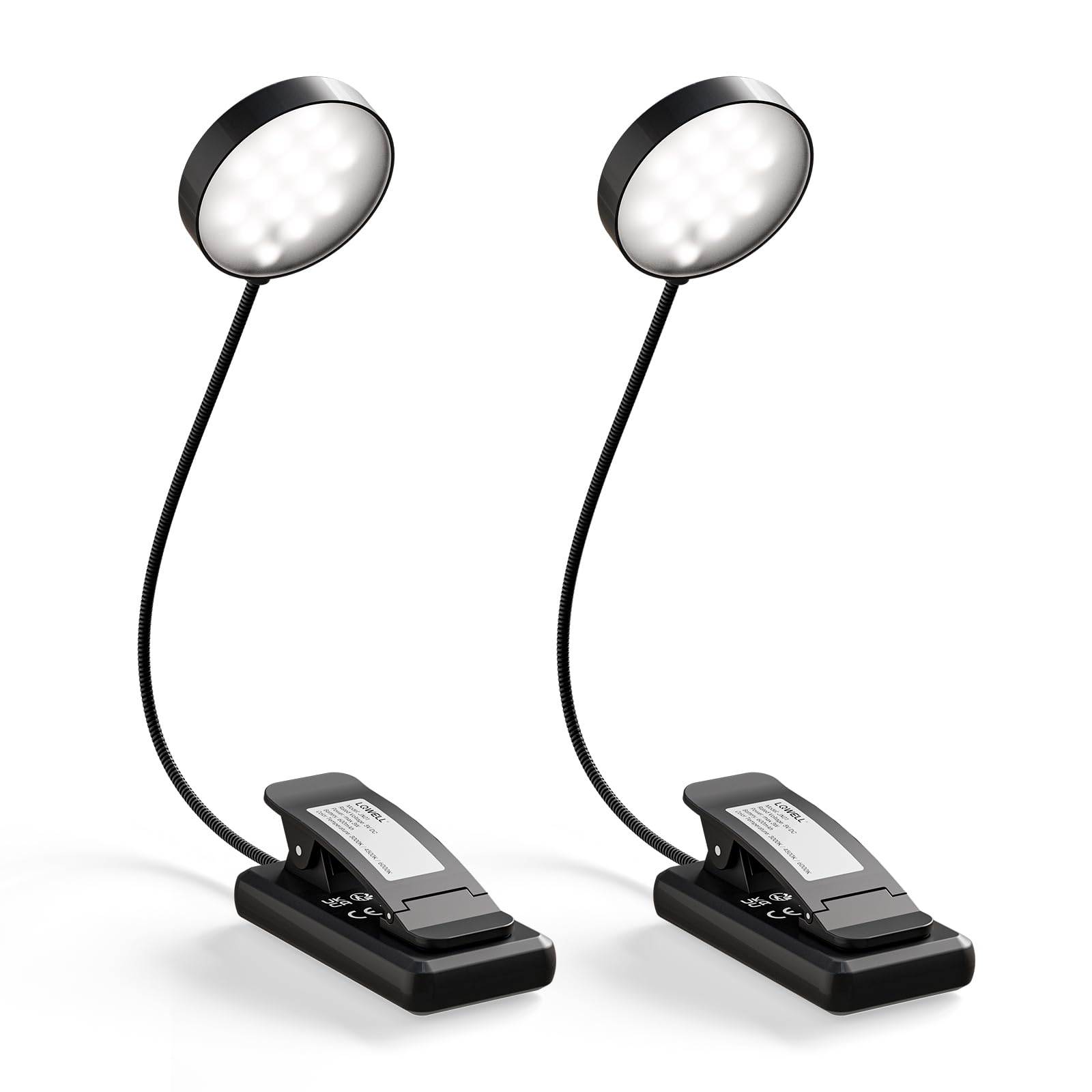 USB-Leselampe im Set: 2 schwarze Clip-Lampen mit flexiblem Halsschlauch