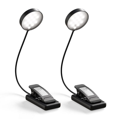 USB-Leselampe im Set: 2 schwarze Clip-Lampen mit flexiblem Halsschlauch