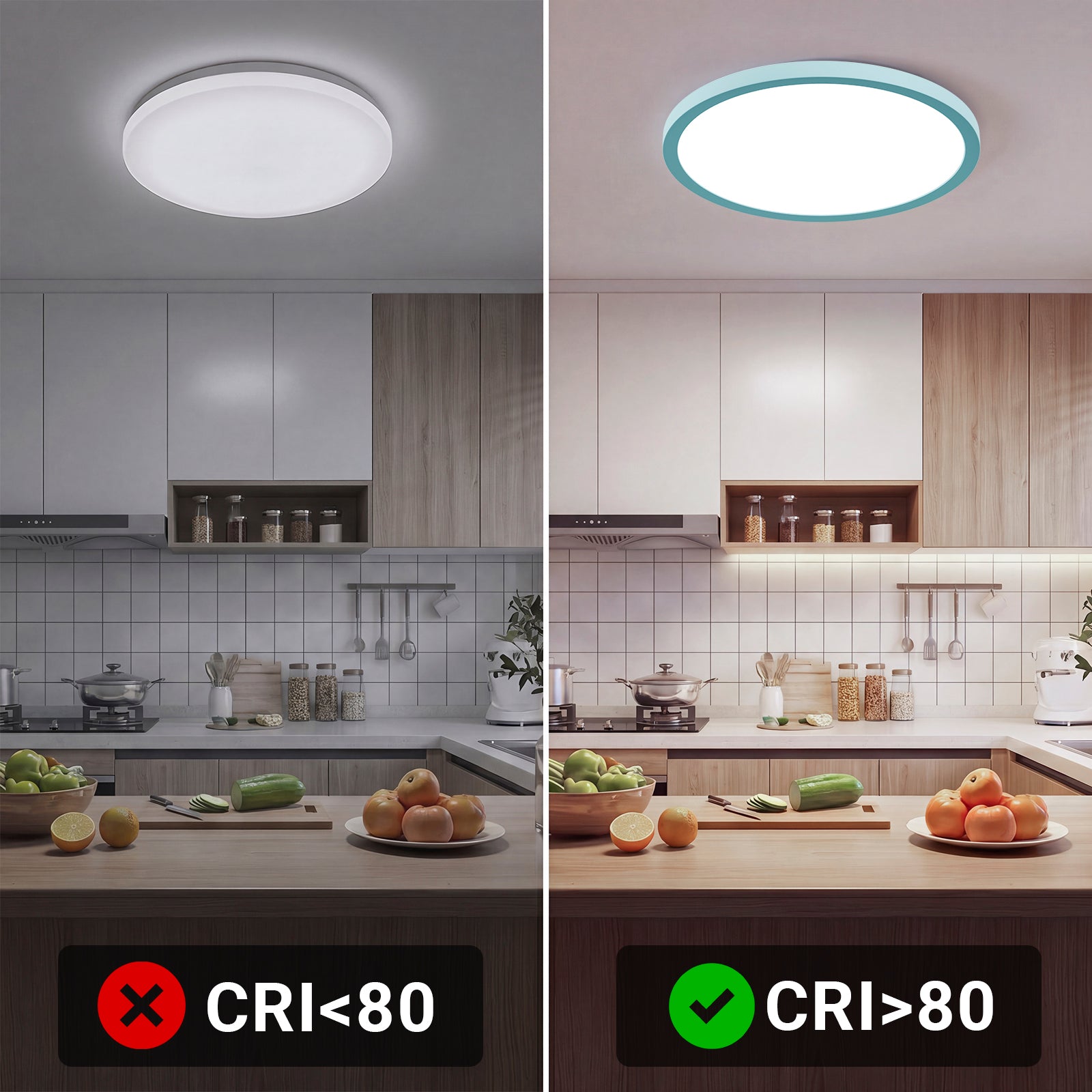 Flache runde LED-Deckenleuchte mit weißem Lichtkranz, CRI>80-Icon