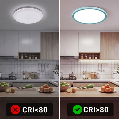 Flache runde LED-Deckenleuchte mit weißem Lichtkranz, CRI>80-Icon