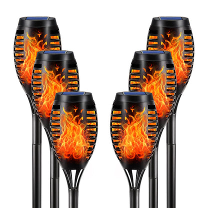 Solar-Fackelleuchte mit flackerndem Flammenmuster, schwarzes Gehäuse, 12 LED