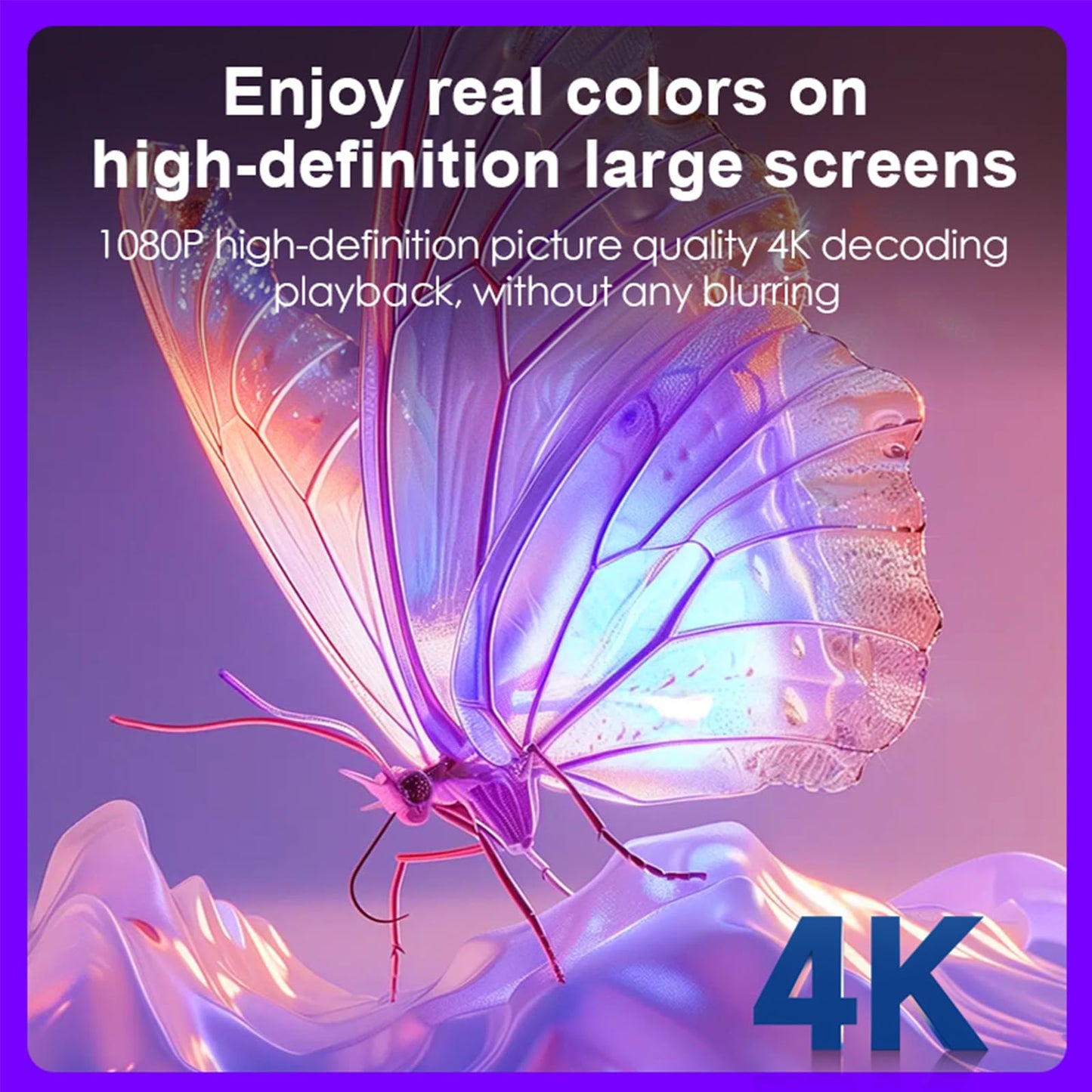Projektor-Ausgabe mit Schmetterlingsmotiv in 4K-Optik auf großer Bildfläche