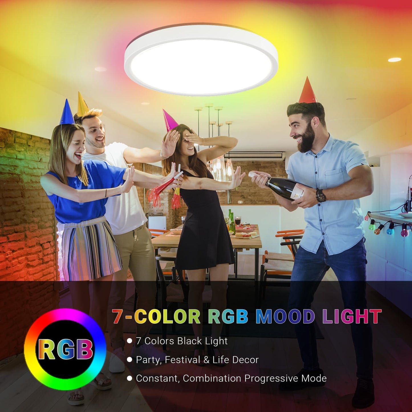 LQWELL® LED-Deckenleuchte, RGB-Stimmungslicht in mehreren Farben