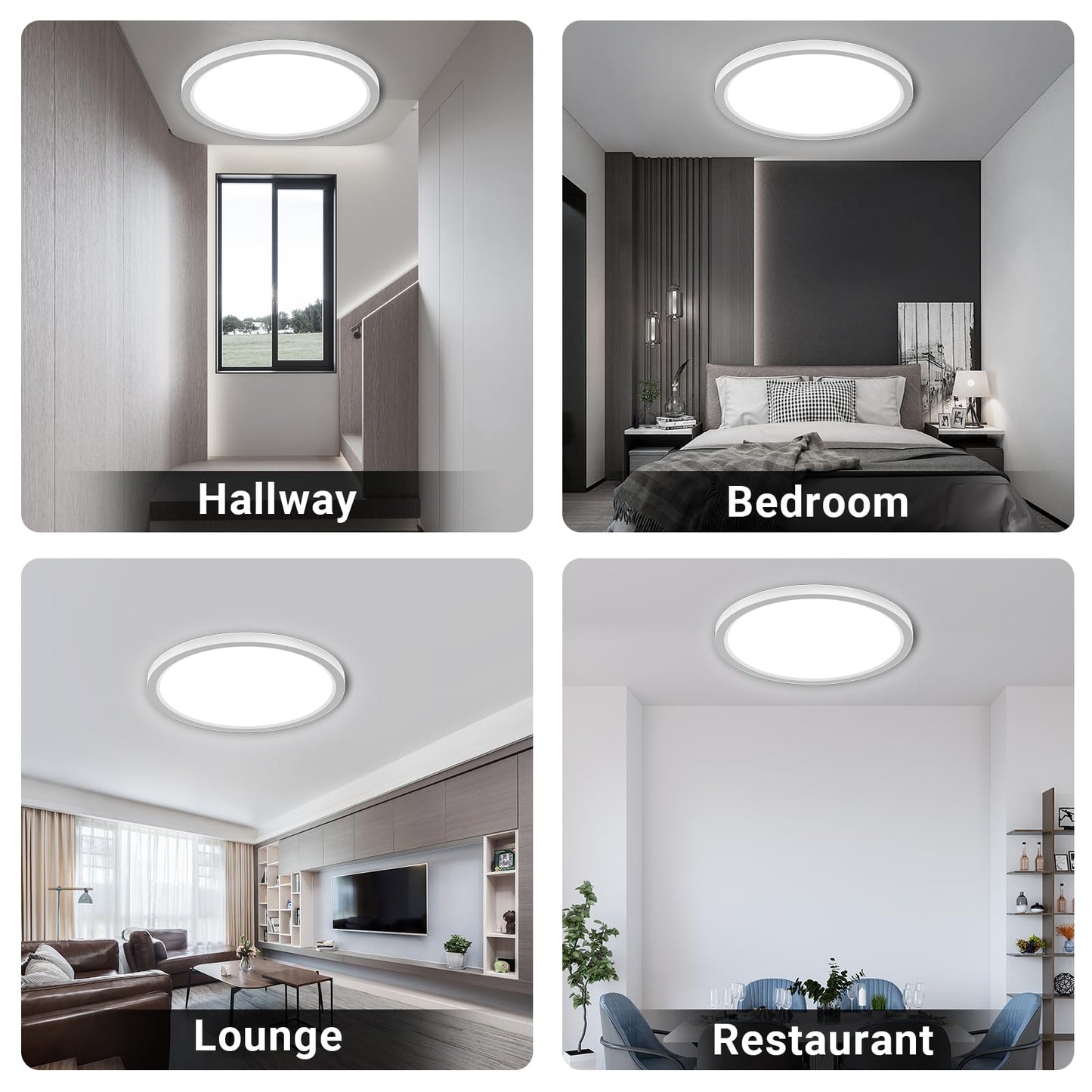 Runde flache LED-Deckenleuchte mit gleichmäßigem Lichtaustritt an der Decke