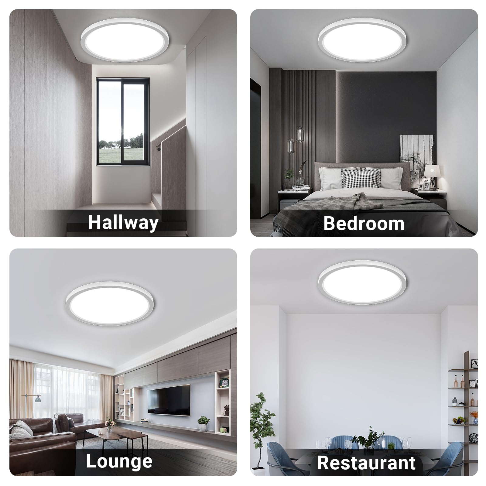 Runde flache LED-Deckenleuchte mit gleichmäßigem Lichtaustritt an der Decke
