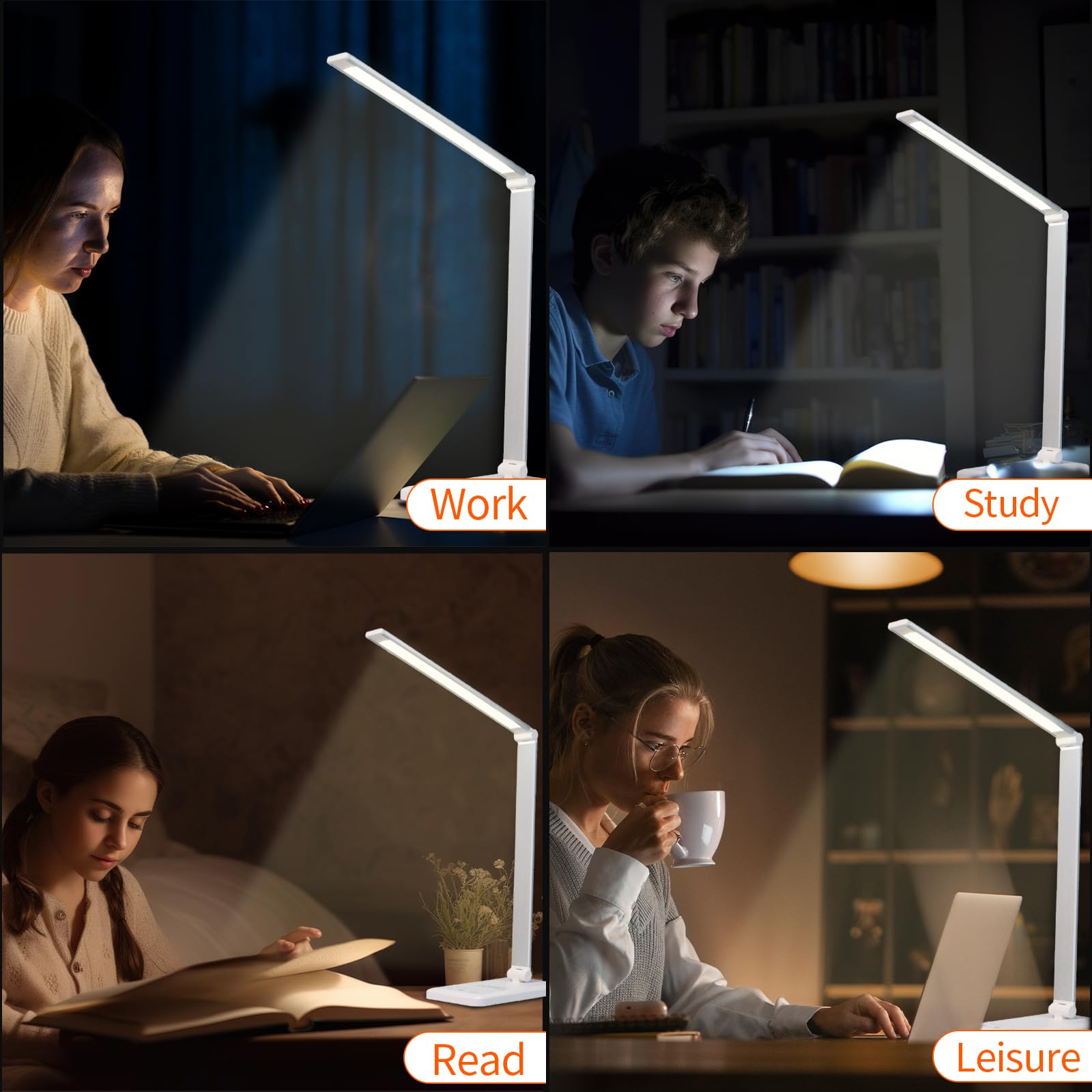 LED-Schreibtischlampe mit langem Leuchtbalken und verstellbarer, seitlicher Ausrichtung