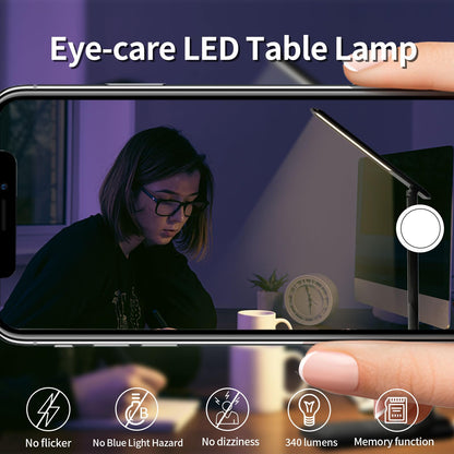 LED-Tischlampe am Nachttisch mit gerichteter Lichtleiste, flimmerarmes Design