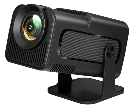 LQWELL® Mini-Projektor, schwarzes Gehäuse mit Linse und Standfuß