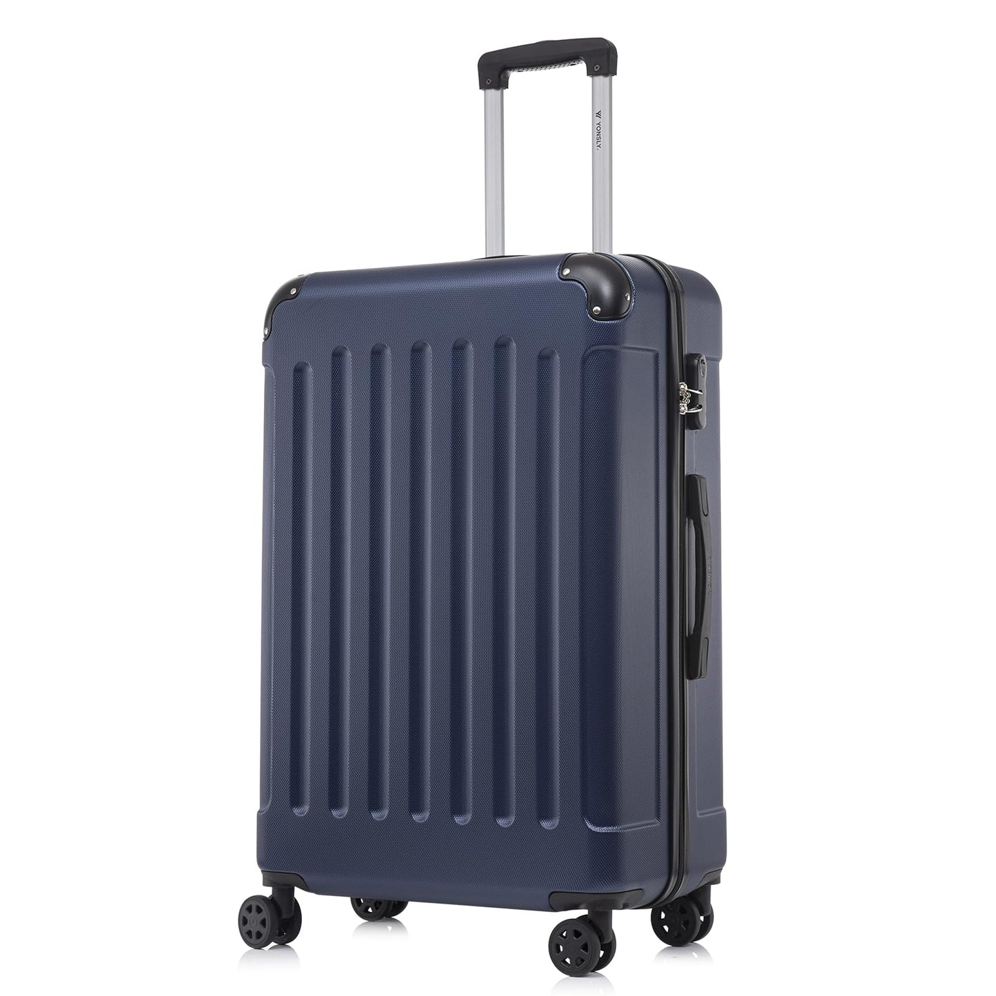 Trolley-Koffer mit Hartschale, vier Rollen 360°, ausklappbarem Griff, dunkelblau
